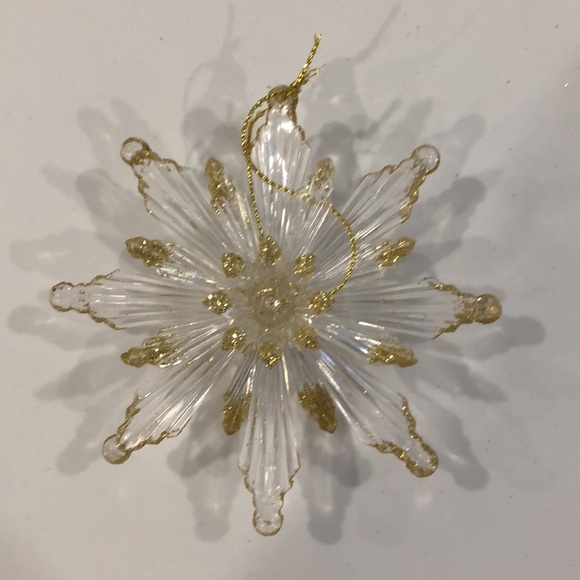 🎄Vintage acrylic plastic starsnowflake Christmas ornaments set (7) clear gold - Picture 10 of 10